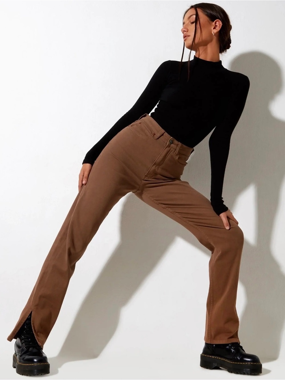 Motel Rocks Straight Leg Jeans in Rich Brown